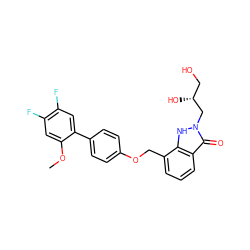 COc1cc(F)c(F)cc1-c1ccc(OCc2cccc3c(=O)n(C[C@H](O)CO)[nH]c23)cc1 ZINC000096269816