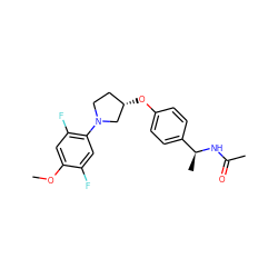 COc1cc(F)c(N2CC[C@H](Oc3ccc([C@H](C)NC(C)=O)cc3)C2)cc1F ZINC001772581808