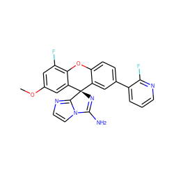 COc1cc(F)c2c(c1)[C@]1(N=C(N)n3ccnc31)c1cc(-c3cccnc3F)ccc1O2 ZINC000147761317