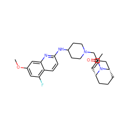 COc1cc(F)c2ccc(NC3CCN(CC4=C[C@H]5CCC[C@@H](C4)N5C(C)=O)CC3)nc2c1 ZINC000029129315