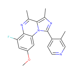 COc1cc(F)c2nc(C)c3c(C)nc(-c4ccncc4C)n3c2c1 ZINC000073159455