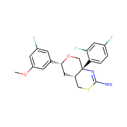 COc1cc(F)cc([C@H]2C[C@H]3CSC(N)=N[C@@]3(c3ccc(F)cc3F)CO2)c1 ZINC000221117025