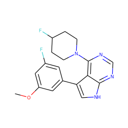 COc1cc(F)cc(-c2c[nH]c3ncnc(N4CCC(F)CC4)c23)c1 ZINC000224885068