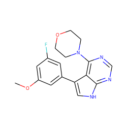 COc1cc(F)cc(-c2c[nH]c3ncnc(N4CCOCC4)c23)c1 ZINC000210733323