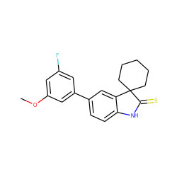 COc1cc(F)cc(-c2ccc3c(c2)C2(CCCCC2)C(=S)N3)c1 ZINC000013488908