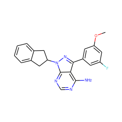 COc1cc(F)cc(-c2nn(C3Cc4ccccc4C3)c3ncnc(N)c23)c1 ZINC001772596070