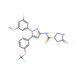 COc1cc(F)cc(-n2nc(NC(=O)[C@@H]3CNC(=O)C3)cc2-c2cccc(OC(F)(F)F)c2)c1 ZINC000169707427