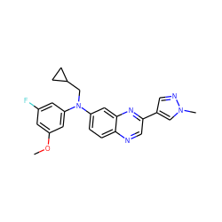 COc1cc(F)cc(N(CC2CC2)c2ccc3ncc(-c4cnn(C)c4)nc3c2)c1 ZINC000204170651