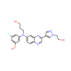 COc1cc(F)cc(N(CCCO)c2ccc3ncc(-c4cnn(CCO)c4)nc3c2)c1 ZINC000204168020