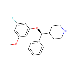 COc1cc(F)cc(O[C@H](c2ccccc2)C2CCNCC2)c1 ZINC000013530972
