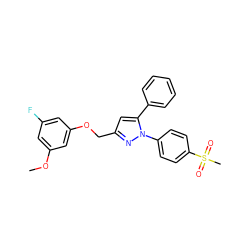 COc1cc(F)cc(OCc2cc(-c3ccccc3)n(-c3ccc(S(C)(=O)=O)cc3)n2)c1 ZINC000013585673