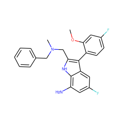 COc1cc(F)ccc1-c1c(CN(C)Cc2ccccc2)[nH]c2c(N)cc(F)cc12 ZINC000473110923