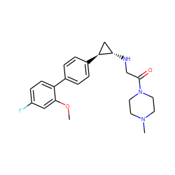 COc1cc(F)ccc1-c1ccc([C@H]2C[C@@H]2NCC(=O)N2CCN(C)CC2)cc1 ZINC000096172309