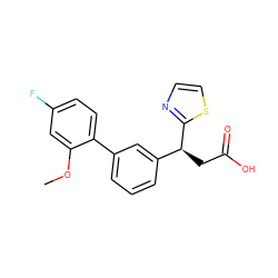 COc1cc(F)ccc1-c1cccc([C@H](CC(=O)O)c2nccs2)c1 ZINC001772642821