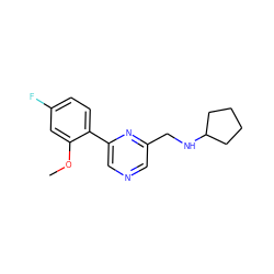 COc1cc(F)ccc1-c1cncc(CNC2CCCC2)n1 ZINC000071340773