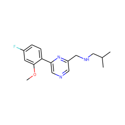 COc1cc(F)ccc1-c1cncc(CNCC(C)C)n1 ZINC000071331127