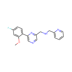 COc1cc(F)ccc1-c1cncc(CNCc2ccccn2)n1 ZINC000071340327