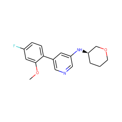 COc1cc(F)ccc1-c1cncc(N[C@@H]2CCCOC2)c1 ZINC000071334752