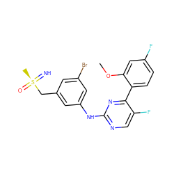 COc1cc(F)ccc1-c1nc(Nc2cc(Br)cc(C[S@@](C)(=N)=O)c2)ncc1F ZINC000206899165