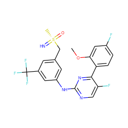 COc1cc(F)ccc1-c1nc(Nc2cc(C[S@@](C)(=N)=O)cc(C(F)(F)F)c2)ncc1F ZINC000206902821