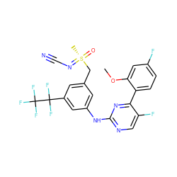 COc1cc(F)ccc1-c1nc(Nc2cc(C[S@](C)(=O)=NC#N)cc(C(F)(F)C(F)(F)F)c2)ncc1F ZINC000206903141