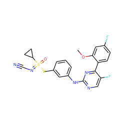 COc1cc(F)ccc1-c1nc(Nc2cccc(C[S@](=O)(=NC#N)C3CC3)c2)ncc1F ZINC000206903345