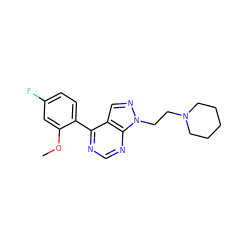 COc1cc(F)ccc1-c1ncnc2c1cnn2CCN1CCCCC1 ZINC000207181255