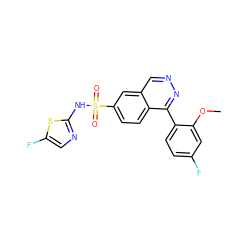 COc1cc(F)ccc1-c1nncc2cc(S(=O)(=O)Nc3ncc(F)s3)ccc12 ZINC000225034647
