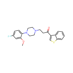 COc1cc(F)ccc1N1CCN(CCC(=O)c2csc3ccccc23)CC1 ZINC000013861810
