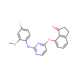 COc1cc(F)ccc1Nc1nccc(Oc2cccc3c2C(=O)CC3)n1 ZINC000145991758