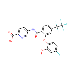 COc1cc(F)ccc1Oc1cc(C(F)(F)C(F)(F)F)ccc1C(=O)Nc1ccc(C(=O)O)nc1 ZINC000143199727