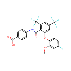 COc1cc(F)ccc1Oc1cc(C(F)(F)F)cc(C(F)(F)F)c1C(=O)Nc1ccc(C(=O)O)cc1 ZINC000143188975