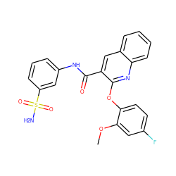 COc1cc(F)ccc1Oc1nc2ccccc2cc1C(=O)Nc1cccc(S(N)(=O)=O)c1 ZINC000143210354