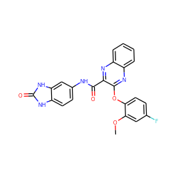 COc1cc(F)ccc1Oc1nc2ccccc2nc1C(=O)Nc1ccc2[nH]c(=O)[nH]c2c1 ZINC000143432395