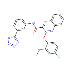 COc1cc(F)ccc1Oc1nc2ccccc2nc1C(=O)Nc1cccc(-c2nnn[nH]2)c1 ZINC000143384272