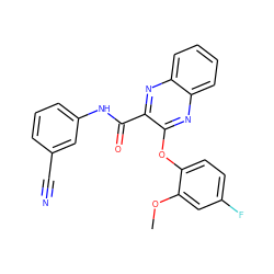 COc1cc(F)ccc1Oc1nc2ccccc2nc1C(=O)Nc1cccc(C#N)c1 ZINC000143156679