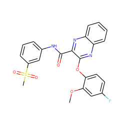 COc1cc(F)ccc1Oc1nc2ccccc2nc1C(=O)Nc1cccc(S(C)(=O)=O)c1 ZINC000143210616