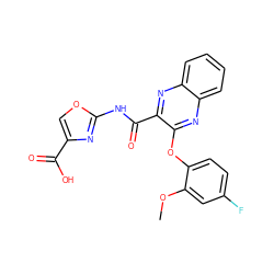 COc1cc(F)ccc1Oc1nc2ccccc2nc1C(=O)Nc1nc(C(=O)O)co1 ZINC000143192391