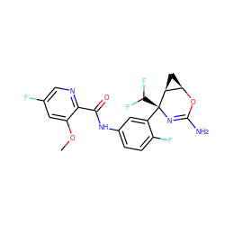 COc1cc(F)cnc1C(=O)Nc1ccc(F)c([C@@]2(C(F)F)N=C(N)O[C@@H]3C[C@@H]32)c1 ZINC000226088856