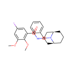 COc1cc(I)cc(C(=O)NC2C[C@@H]3CCC[C@H](C2)N3Cc2ccccc2)c1OC ZINC000013862888