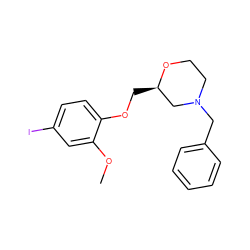 COc1cc(I)ccc1OC[C@@H]1CN(Cc2ccccc2)CCO1 ZINC000013579605