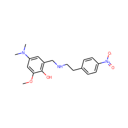 COc1cc(N(C)C)cc(CNCCc2ccc([N+](=O)[O-])cc2)c1O ZINC000028394725