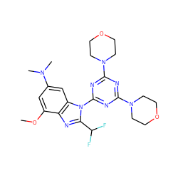 COc1cc(N(C)C)cc2c1nc(C(F)F)n2-c1nc(N2CCOCC2)nc(N2CCOCC2)n1 ZINC000073157897