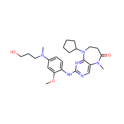 COc1cc(N(C)CCCO)ccc1Nc1ncc2c(n1)N(C1CCCC1)CCC(=O)N2C ZINC000114235111