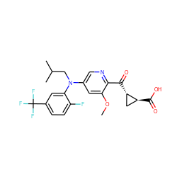 COc1cc(N(CC(C)C)c2cc(C(F)(F)F)ccc2F)cnc1C(=O)[C@H]1C[C@@H]1C(=O)O ZINC001772608188