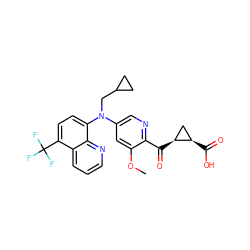 COc1cc(N(CC2CC2)c2ccc(C(F)(F)F)c3cccnc23)cnc1C(=O)[C@H]1C[C@H]1C(=O)O ZINC001772636121