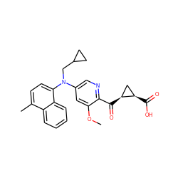 COc1cc(N(CC2CC2)c2ccc(C)c3ccccc23)cnc1C(=O)[C@H]1C[C@H]1C(=O)O ZINC001772603548