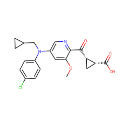 COc1cc(N(CC2CC2)c2ccc(Cl)cc2)cnc1C(=O)[C@H]1C[C@H]1C(=O)O ZINC001772586331