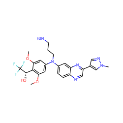 COc1cc(N(CCCN)c2ccc3ncc(-c4cnn(C)c4)nc3c2)cc(OC)c1[C@H](O)C(F)(F)F ZINC000204161528