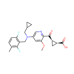 COc1cc(N(Cc2c(F)ccc(C)c2F)CC2CC2)cnc1C(=O)[C@@H]1C[C@@H]1C(=O)O ZINC001772593652